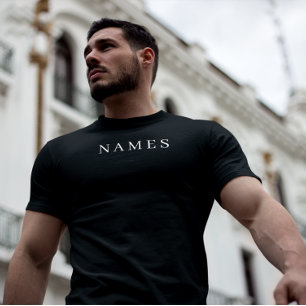 Camiseta Simples Preto Personalizado Adicionar Seu Nome Ele