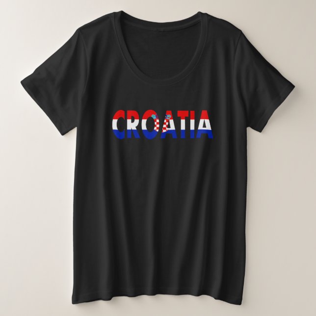 Camiseta Simples Roupa de Bandeira Nacional da Croácia Mode (Frente do Design)
