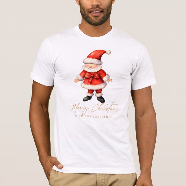 Camiseta Simples Santa Clause Branco de Natal (Frente)