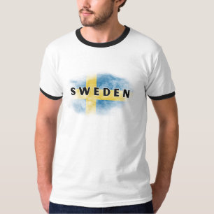 Camiseta Simples Suecia Moderna Bandeira Sueca Souvenir