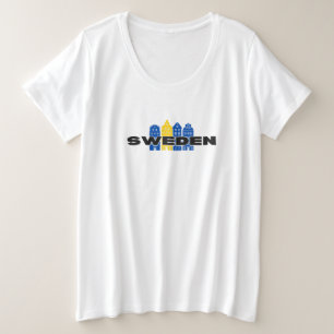 Camiseta Simples Suecia Moderna País Sueco Bandeira Souveni