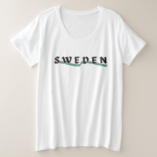 Camiseta Simples Suecia Moderna Sueca Bandeira País Souveni