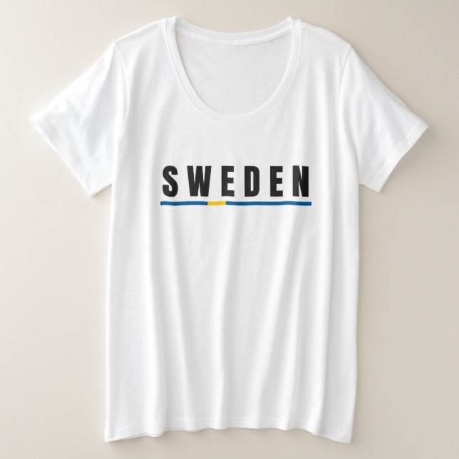 Camiseta Simples Suecia Sueca Letra Flag Souvenir (Frente do Design)