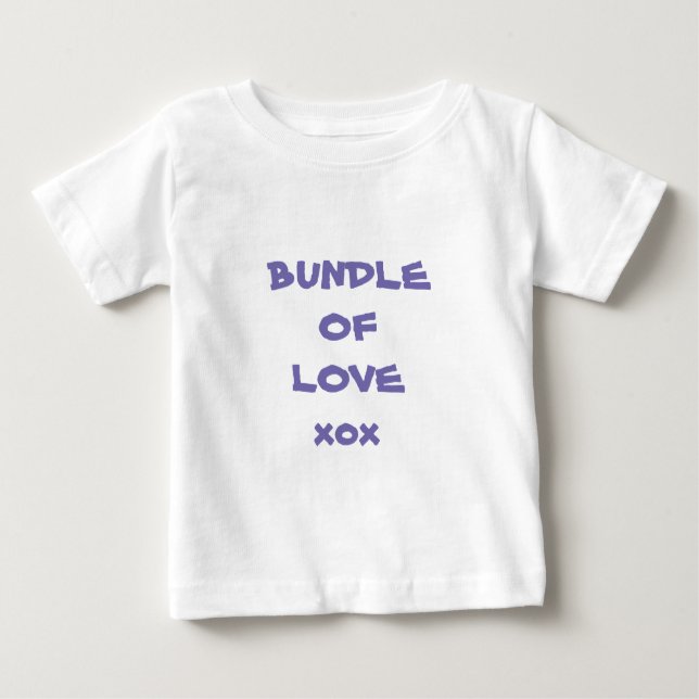 Camiseta Simples Super Bonito, Branco 'Bundle of Love Xox' (Frente)