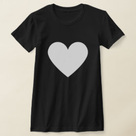 Camiseta Simples White Heart Modern Love Black Woman T Shir
