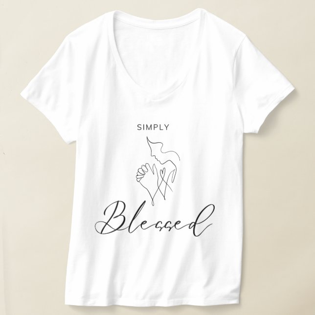 Camiseta Simplesmente Abençoado Desenho de Linha Minimalist (Postura )