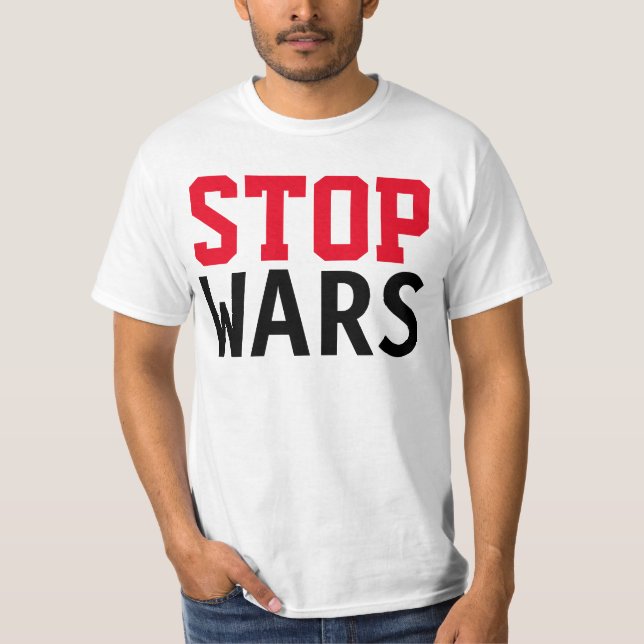 Camiseta Simplesmente design de texto "STOP WARS" (Frente)