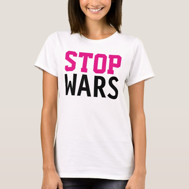 Camiseta Simplesmente design de texto "STOP WARS" (Frente)