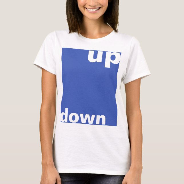 Camiseta Simplesmente design "retângulo azul para cima" + s (Frente)
