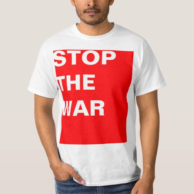 Camiseta Simplesmente design "retângulo vermelho PARE A GUE (Frente)