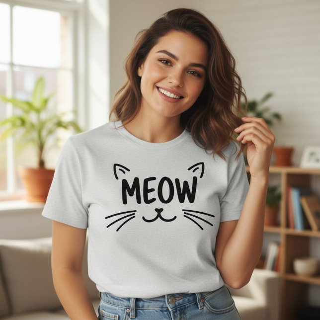 Camiseta Simplesmente Rosto de Gato Fofo Meow para Felino (Criador carregado)