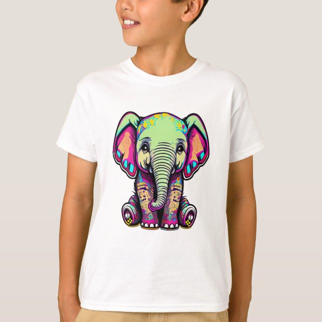 Camiseta Simulação digital do lindo bebê elefante (Frente)