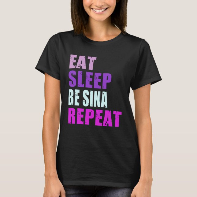 Camiseta Sina Eat Sleep Be Repeat Sina (Frente)