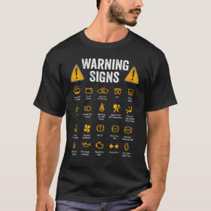 Camiseta Sinais de Alerta ao Dirigir 101 Mecânico de Carros