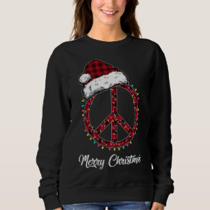Camiseta Sinais de paz da Xadrez vermelha Luzes de Natal Hi