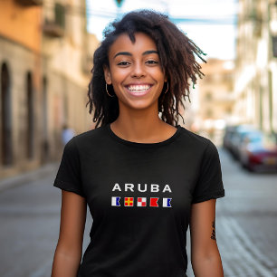 Camiseta Sinais náuticos marítimos de Aruba Cor Escura