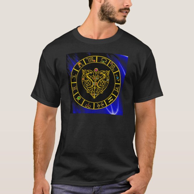 Camiseta Sinais Zodiac do CORAÇÃO CELTICA ASTRAL,Gráfico As (Frente)
