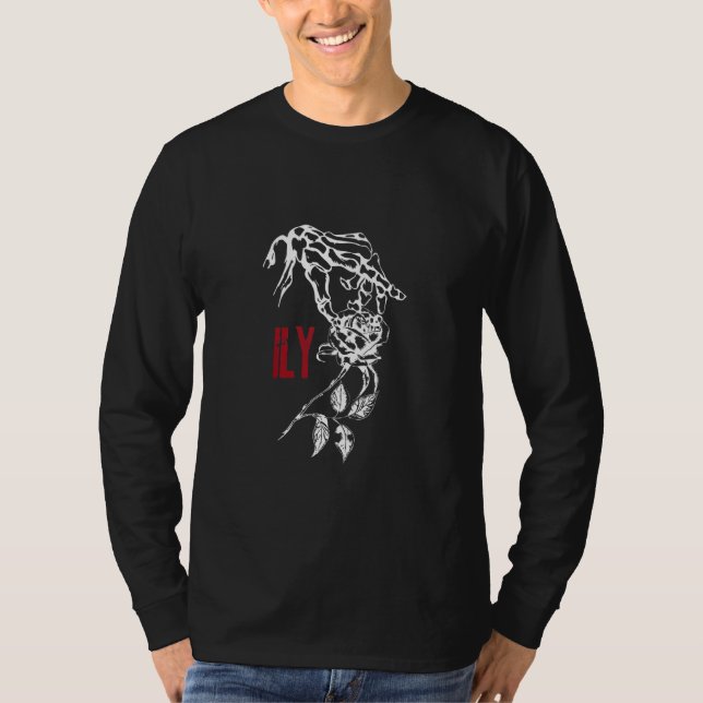 Camiseta Sinal Americano Asl Amo-Te Ily Skeleton Hol (Frente)