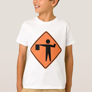 Camiseta Sinal da estrada do Flagman adiante