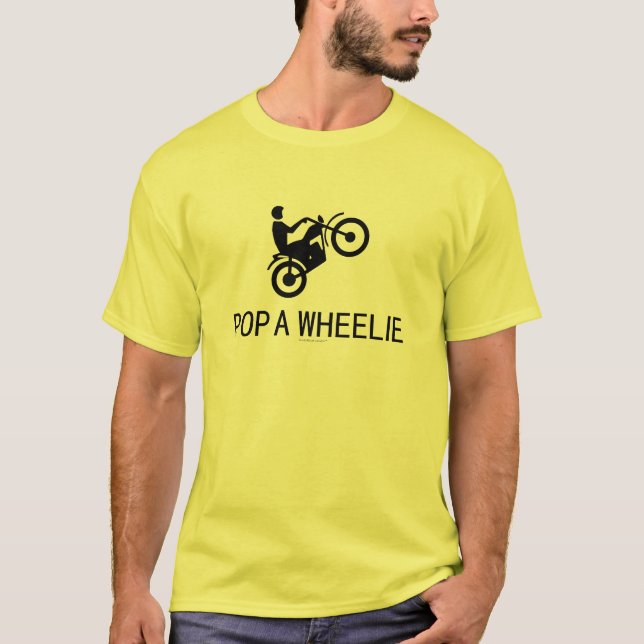Camiseta Sinal da motocicleta - estale um Wheelie (Frente)