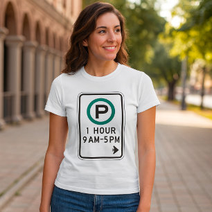 Camiseta Sinal De 1 Hora De Estacionamento Para Zonas De Es