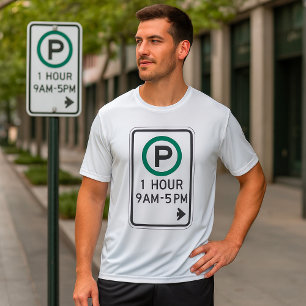 Camiseta Sinal De 1 Hora De Estacionamento Para Zonas De Es
