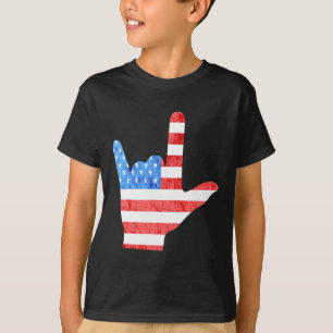 Camiseta Sinal de 4 de julho da ASL em línguas surdas em al