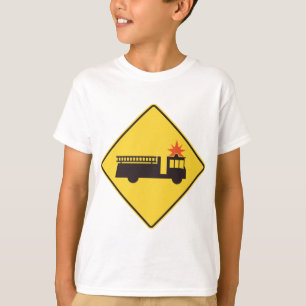 Camiseta Sinal de Alerta de Caminhão de Bombeiros Amarelo