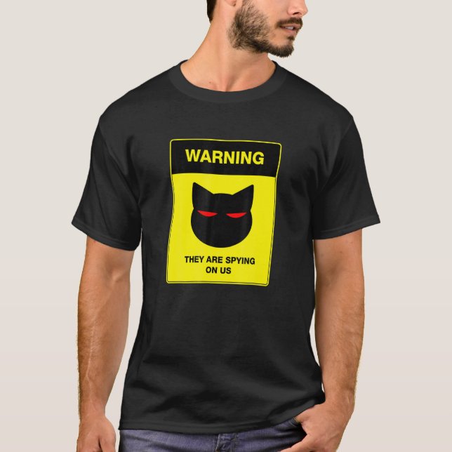 Camiseta Sinal de Alerta de Espião Gato (Frente)