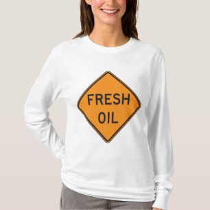 Camiseta Sinal de Alerta de Óleo Fresco na Estrada