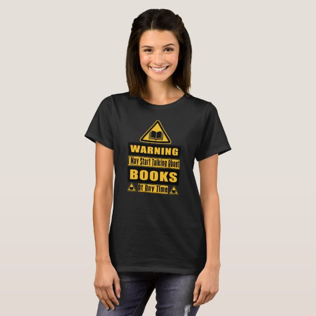 Camiseta Sinal de Alerta do Amante de Livros (Frente Completa)