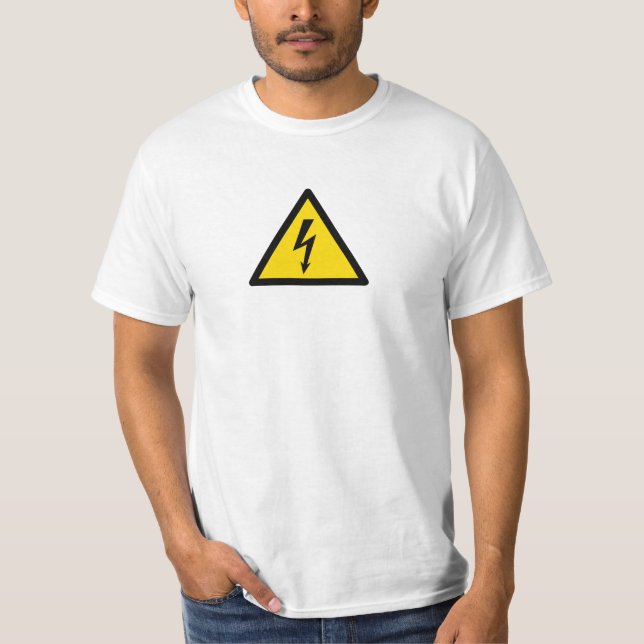 Camiseta sinal de alta tensão símbolo elétrico aviso perigo (Frente)