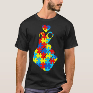 Camiseta Sinal de Amor Coreano ASL Sup Autismo Sensibilizaç