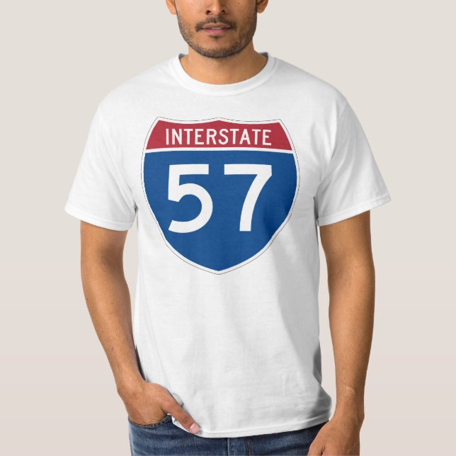 Camiseta Sinal de autoestrada Interstate 57 (I-57) (Frente)