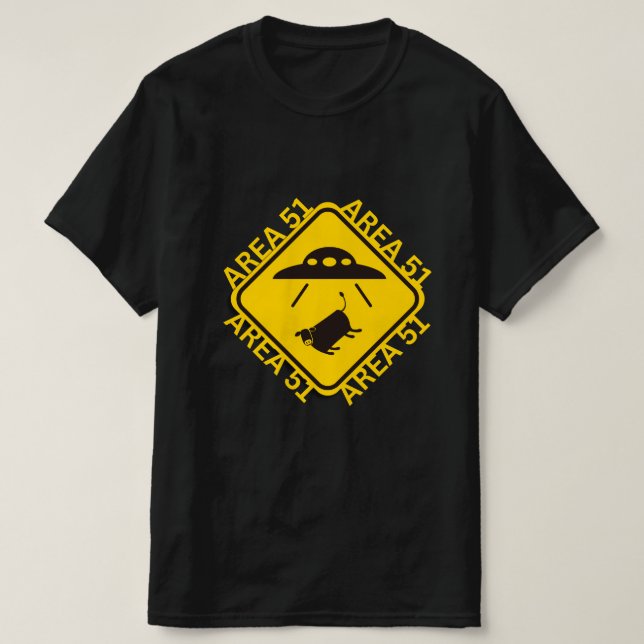 Camiseta Sinal de aviso da área 51 (Frente do Design)