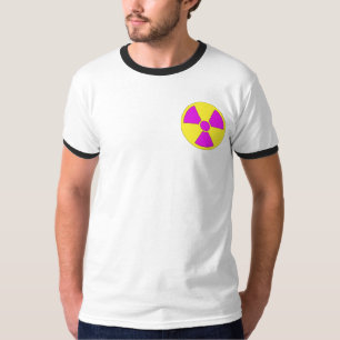 Camiseta Sinal de aviso da radiação magenta e amarelo