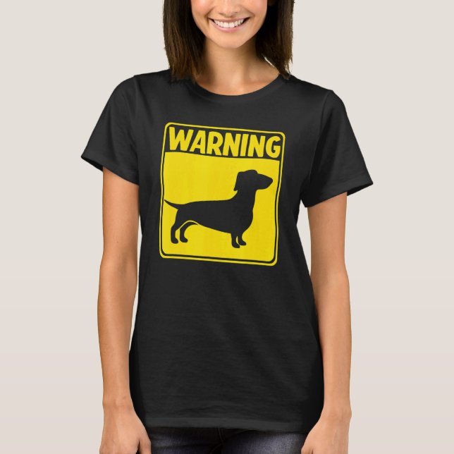 Camiseta Sinal de aviso Dachshund (Frente)