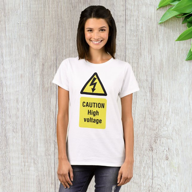 Camiseta Sinal de Aviso de Alta Tensão Cuidado (Criador carregado)
