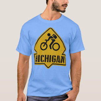 Camiseta Sinal de aviso de bicicleta de descida do Michigan
