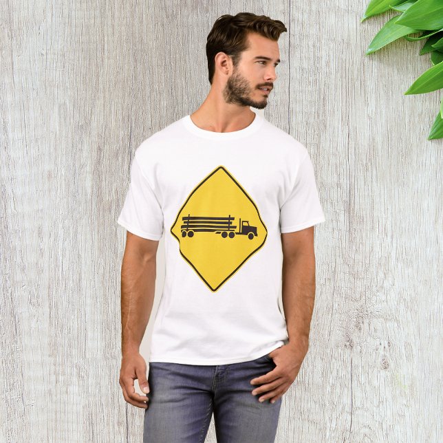 Camiseta Sinal de Aviso de Caminhão de Madeira Transporte S (Criador carregado)