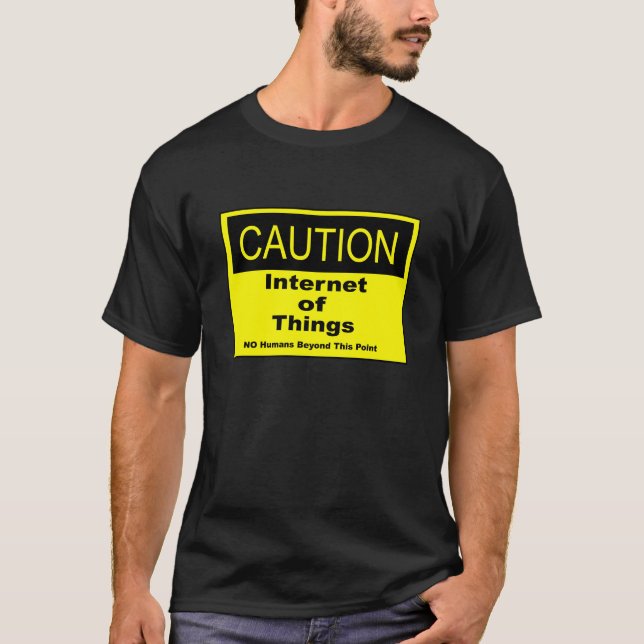 Camiseta Sinal de Aviso de Caução IoT da Internet das Coisa (Frente)