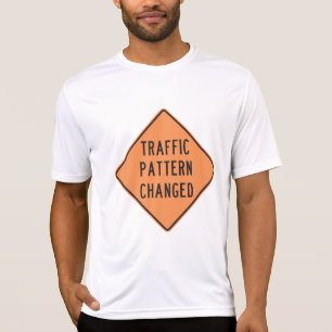 Camiseta Sinal de Aviso de Mudança no Padrão de Tráfego Lar