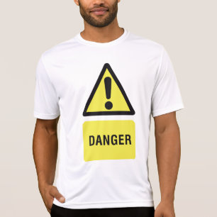 Camiseta Sinal de Aviso de Perigo Triângulo Amarelo Exclama