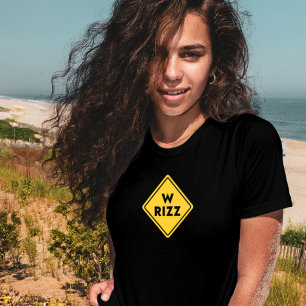 Camiseta Sinal de aviso W rizz EUA Meme Citação engraçada