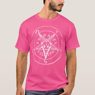 Camiseta Sinal De Baphomet Com Cabeça De Capim No Pocke