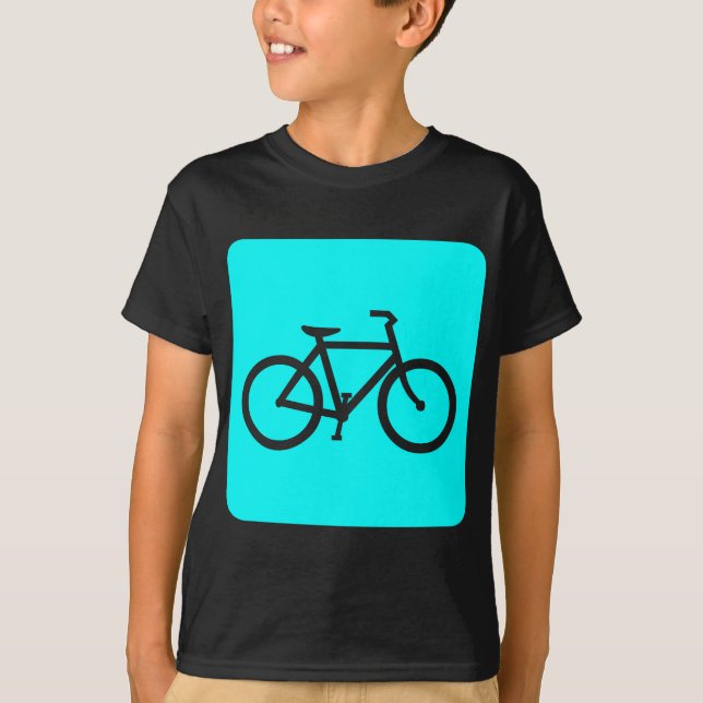 Camiseta Sinal de Bicicleta - Ciano (Frente)