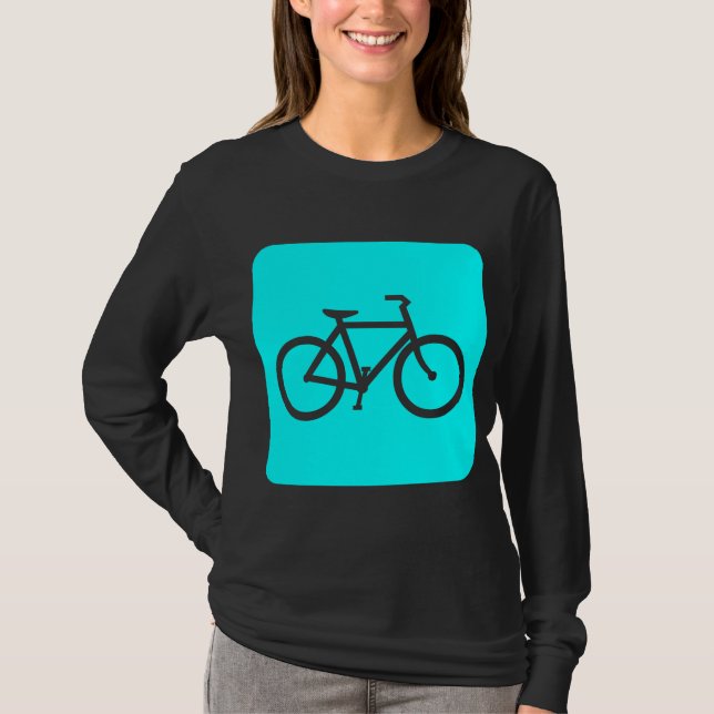 Camiseta Sinal de Bicicleta - Ciano (Frente)