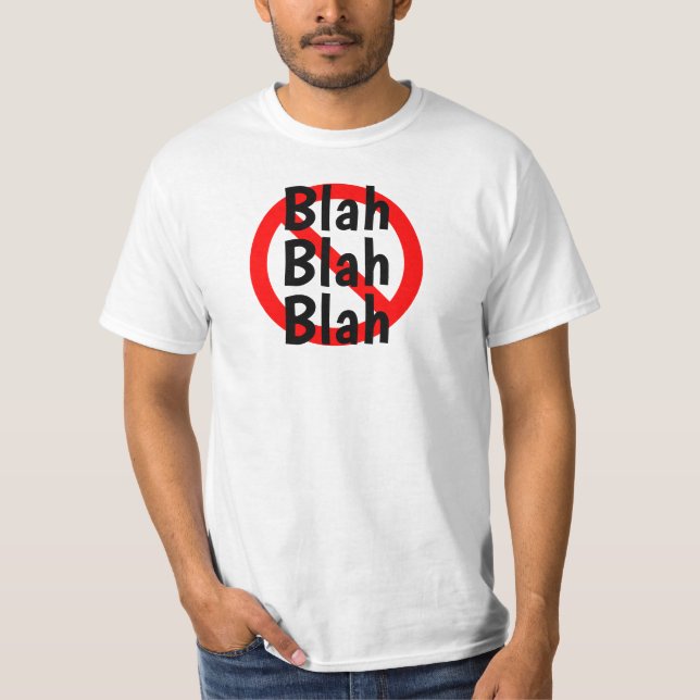 Camiseta Sinal de Blah Blah em Vermelho, Branco e Negro (Frente)