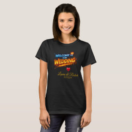 Camiseta Sinal de Boas-Vindas de Casamento – Nomes e Data P