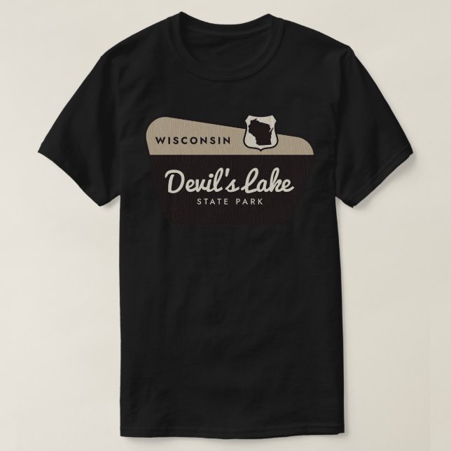 Camiseta Sinal de boas-vindas do Devils Lake State Park (Frente do Design)